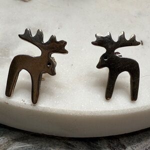 Moose Shaped Silver Earrings